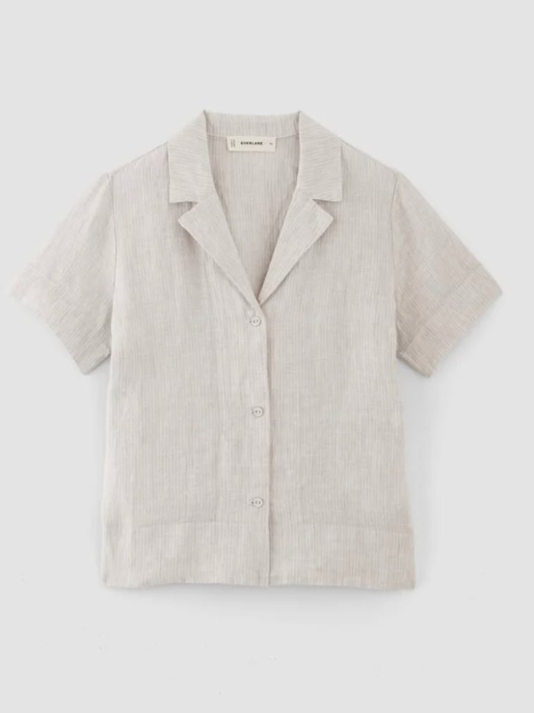 Everlane Linen Workwear Notch Striped Shirt (Xs)